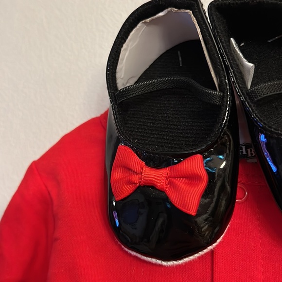 HB Little Girl Cherry Matching Set 3pc Outfit - Shoes, Jacket, Dress 9-12M NEW - Picture 4 of 7